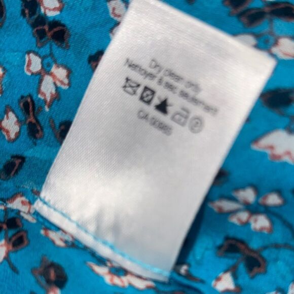 ❤️ VERONICA BEARD Samara Floral Print SILK chiffon blue Ruched Maxi Dress size 4 - Picture 10 of 10